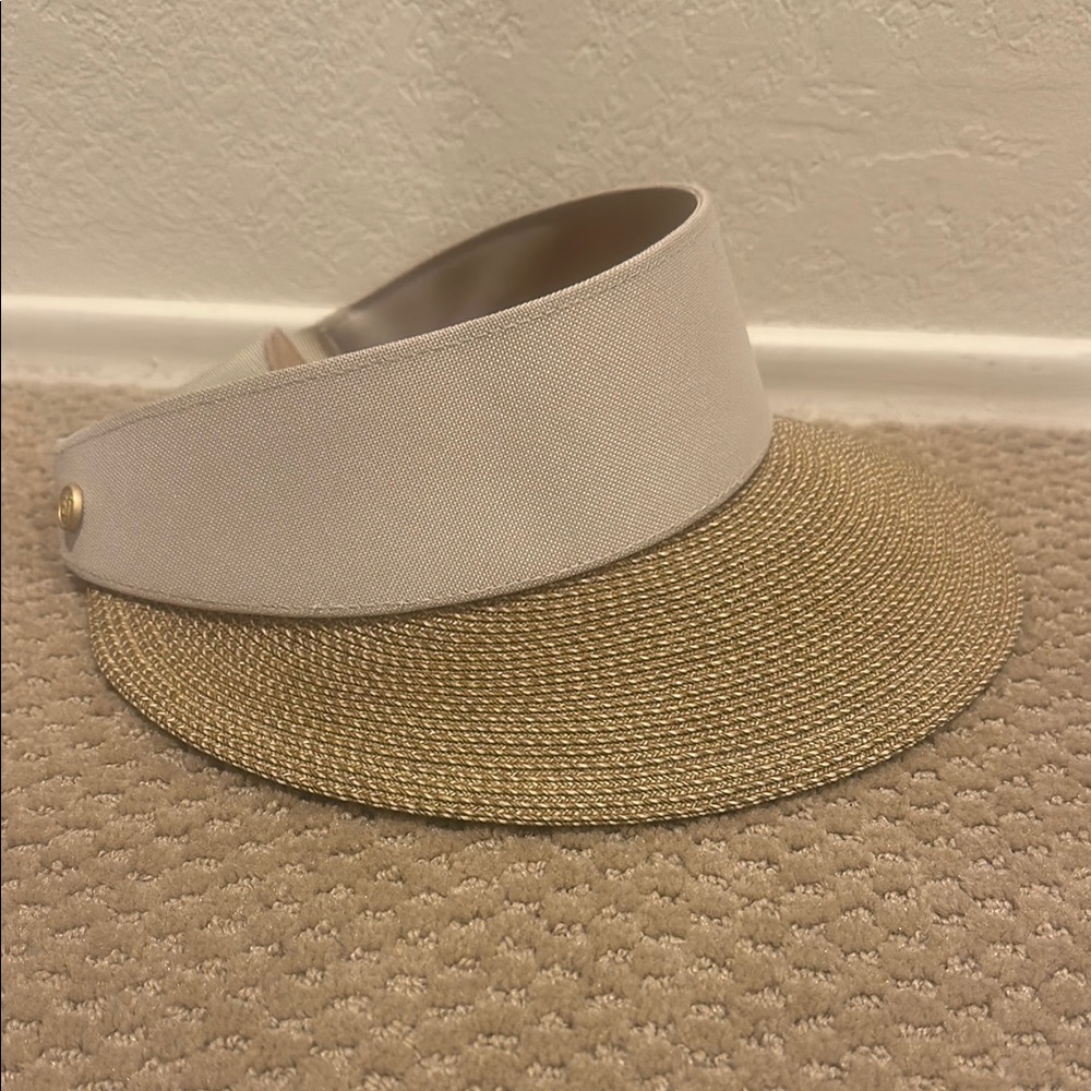Eric Javits Gold and Tan Champ Sun Visor Hat